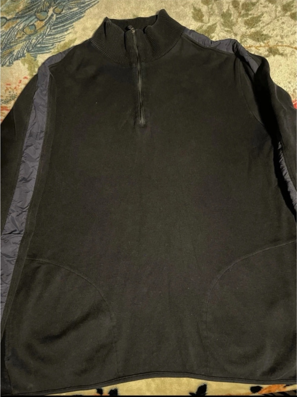 Boss Black Half-Zip Sweater with Navy Side Panels